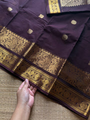 RF1359 Rich Pallu Kanchi Cotton Sares ~ Monotone Coffee Brown