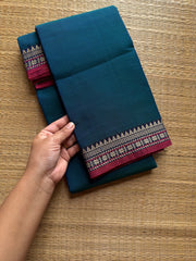 Peacock Blue Shade Narayanpet Mercerised Cotton Saree