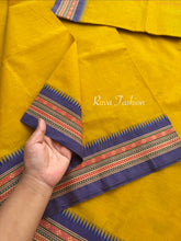 RF133 Mustard yellow shade small thread border Kanchi cotton saree