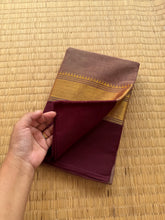 RF176 Biscuit shade with contrast maroon combination Kanchi cotton saree