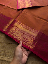 RF944 Dual shade rustic orange ~ Silk saree inspired Kanchi cotton saree