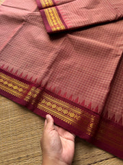 RF716 Onion pink with maroon Podikattam Kanchi cotton saree with small border