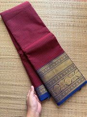 Magenta pink with royal blue combination checks / Kattam pattern Kanchi cotton saree