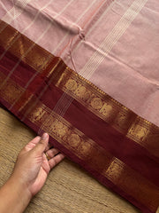 RF1097 Beige shade ~ Gap Border Kanchi Cotton saree