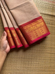 RF1188 Beige with pink combination Kanchi cotton saree ~ Silk saree inspired