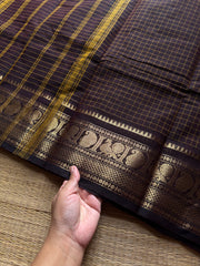RF1341 Kattam edition ~ Deep brown Kanchi cotton saree