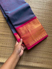 RF1007 Dual tone greyish blue ~ Kanchi cotton saree
