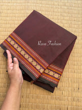 RF166 Chocolate Brown Shade small border Kanchi cotton saree