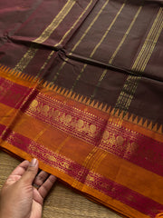 RF843 Dual tone brown shade Kanchi cotton saree