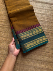 RF1245 Mustard with green combination Kanchi cotton saree