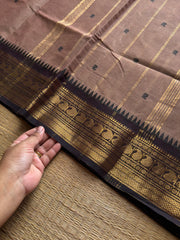 RF1096 Dual tone biscuit shade ~ Kanchi cotton saree with handmade thread buttas