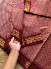 RF716 Onion pink with maroon Podikattam Kanchi cotton saree with small border
