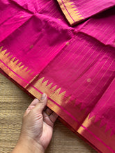 RF1046 Monotone Rani Pink Premium Kanchi Cotton Saree with Vairaoosi pattern and handmade golden Zari Buttas