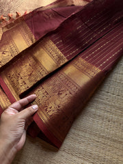 RF1382 Premium Rich Pallu Kanchi Cotton Saree ~ Dual tone Arakku shade