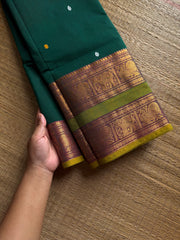 RF1336 Green shade ~ Kanchi cotton Rettapet border saree