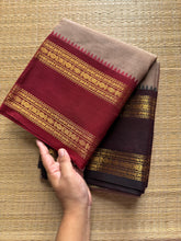 RF271 Biscuit shade Kanchi cotton saree with Ganga Jamuna border