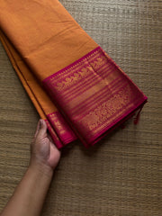 RF884 Mango shade with pink combination Kanchi cotton saree