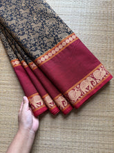 RF657 Premium & Exclusive Vanasingaram Kanchi Cotton saree ~ Black with Red