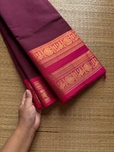Dual tone purple shade Kanchi cotton saree with contrast Rettapet border