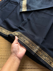 RF820 Black Narayanpet Mercerised cotton saree with small border