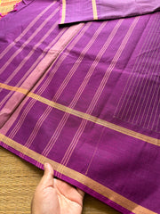 RF652 Purple shade thread border Kanchi cotton saree