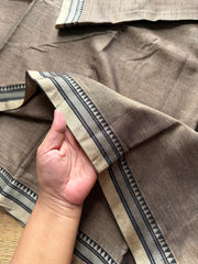 RF569 The Heritage Glow: Bronze Grey Mercerised Narayanpet Cotton Saree