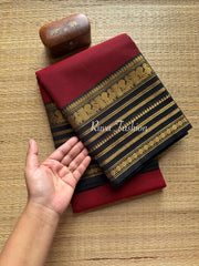 RF32 Reddish Maroon With Back Combination Kanchi Cotton Saree - RF32