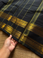 RF1348 Black ~ Kanchi Cotton Saree with gap border