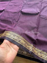 RF99 Dark Wine Shade Mercerised Narayanpet Cotton Saree With Small Border