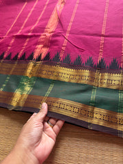 Thazhampoo Pattern Kanchi Cotton Saree ~ Dark Magenta Pink