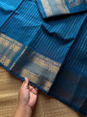 Rf1383 Premium Rich Pallu Kanchi cotton saree with vaira Oosi pattern ~ Dual tone sky blue