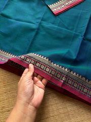 Peacock Blue Shade Narayanpet Mercerised Cotton Saree