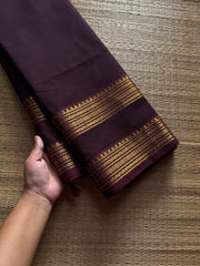 RF1292 Deep coffee brown ~ Silk saree inspired Kanchi cotton saree