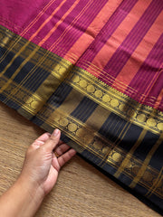 RF1177 Magenta pink shade with black combination Kanchi cotton saree ~ Silk saree inspired