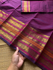 RF835 Purple shade Kanchi cotton saree ~ Varisaipet border