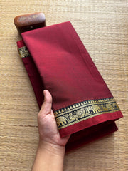 Maroon Shade Mercerised Narayanpet Cotton Saree With Small Border