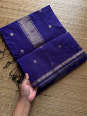 RF578 Monotone violet shade Maheswari semi silk cotton saree