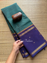 RF26 Peacock Blue Shade Vintage Style Border with checks pattern & handwoven Buttas on the border - RF26