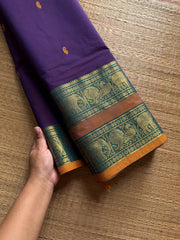 RF1325 Purple & violet mixed shade ~ Kanchi cotton Rettapet border saree