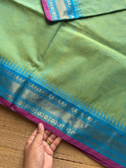 RF1059 Dual tone Apple green with sky blue combination Kanchi cotton saree
