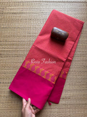 RF14 dual tone orange with pink soft Kanchi cotton saree with thread border - RF14