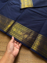 RF975 Navy blue shade Kanchi Cotton Saree with Annam and mango pattern