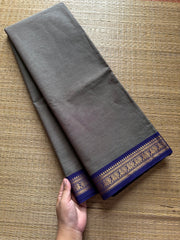 RF391 Grey with violet combination small border Kanchi cotton saree