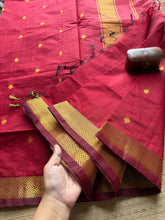 Reddish Maroon Maheswari Semi Silk Cotton Saree