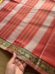RF312 Dual tone peach shade Mercerised Narayanpet Cotton Saree With Small Annam and elephant pattern border