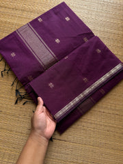 RF576 Monotone purple shade Maheswari semi silk cotton saree