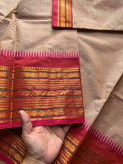 RF514 Cream with pink shade Kanchi cotton saree