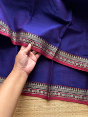RF869 Blue and purple mixed dual tone shade Mercerised Narayanpet cotton saree with small thread border