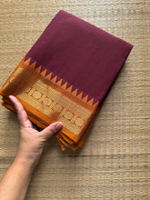 RF287 Maroon shade Kanchi cotton saree with small Zari border