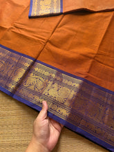 RF429 Orange with violet combination Kanchi cotton saree with silk saree inspired border